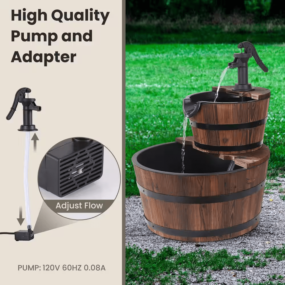 Wood 2-Tiered Country Fountain - Image 3