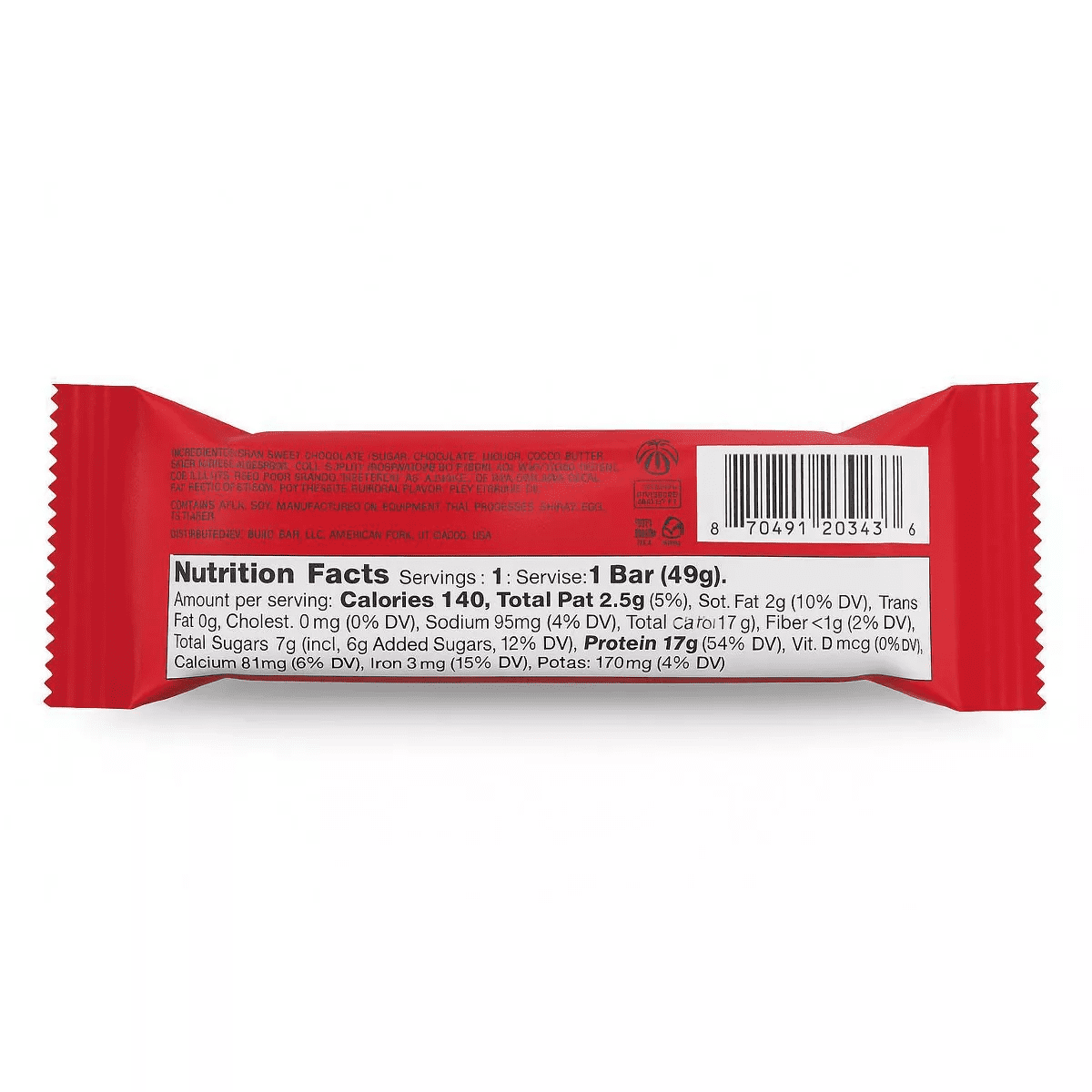 Built Bar Holiday Candy Cane Brownie Protein Bar - 17G Protein - 1.52Oz - Image 2