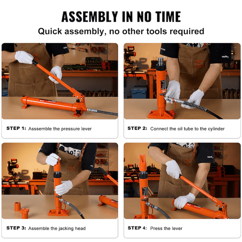 Orange 12-Ton Steel Hydraulic Jack Kit - Image 7