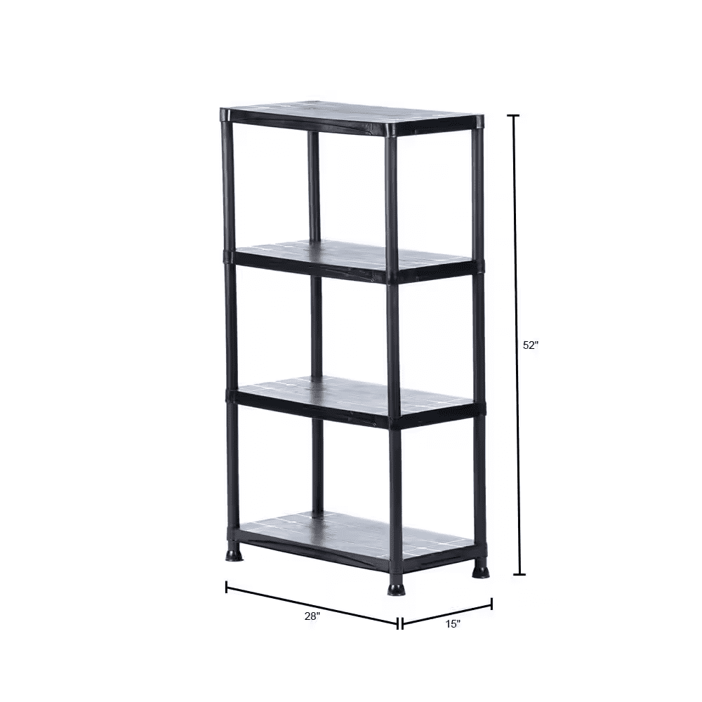4-Tier Easy Assembly Scratch Resistant Plastic Garage Storage Shelving Unit in Black (28 In. W X 52 In. H X 15 In. D) - Image 6