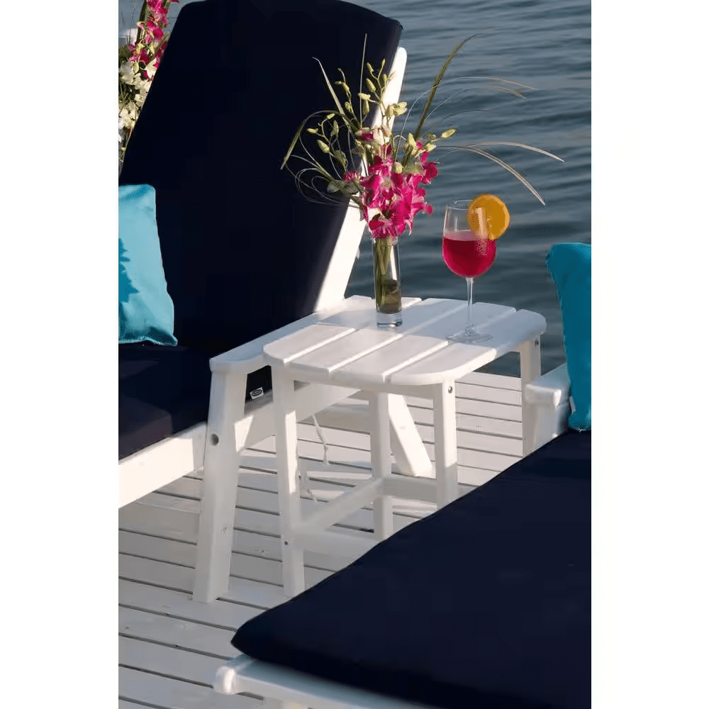 Nautical Slate Grey Stackable Plastic Outdoor Patio Chaise Lounge - Image 5