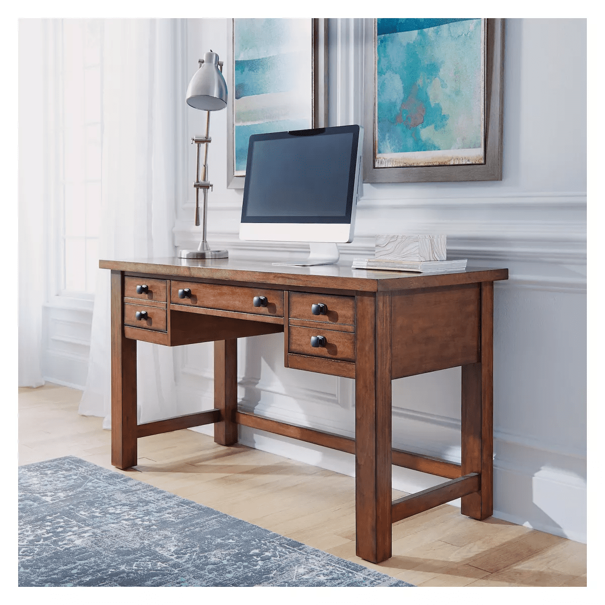 Tahoe Executive Writing Desk - Aged Maple - Home Styles: Mid-Century Modern, Hardwood Frame, Drawer Storage - Image 7