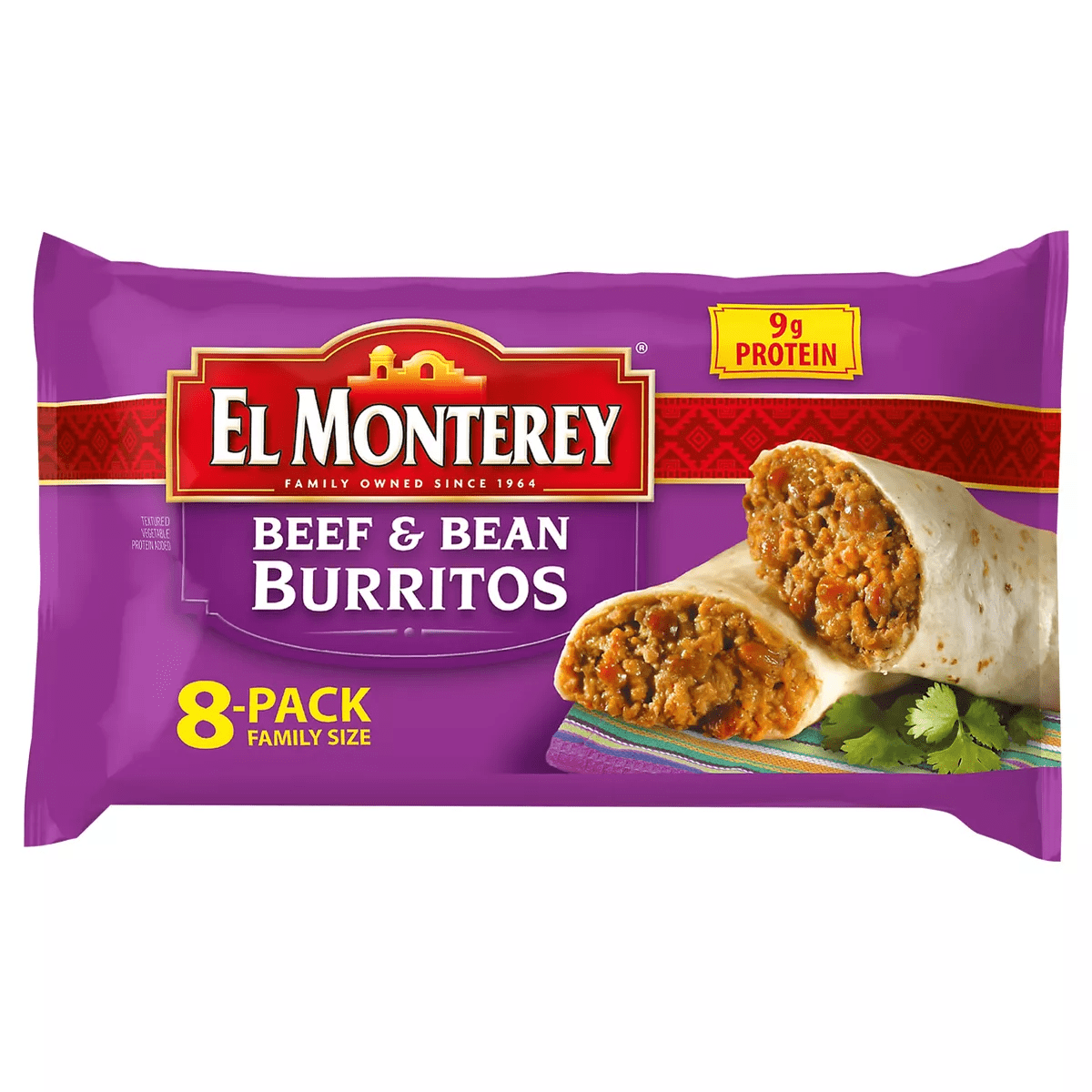 El Monterey Family Pack Beef & Bean Frozen Burritos - 32Oz/8Ct