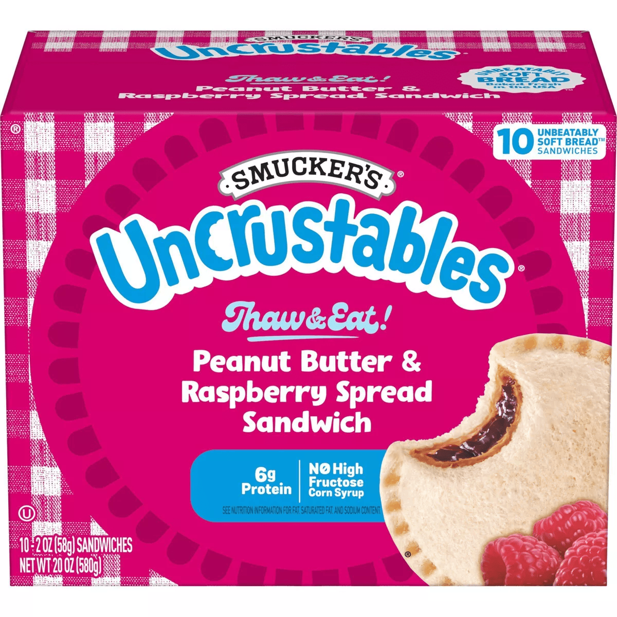Smucker'S Uncrustables Frozen Peanut Butter & Raspberry Spread Sandwich