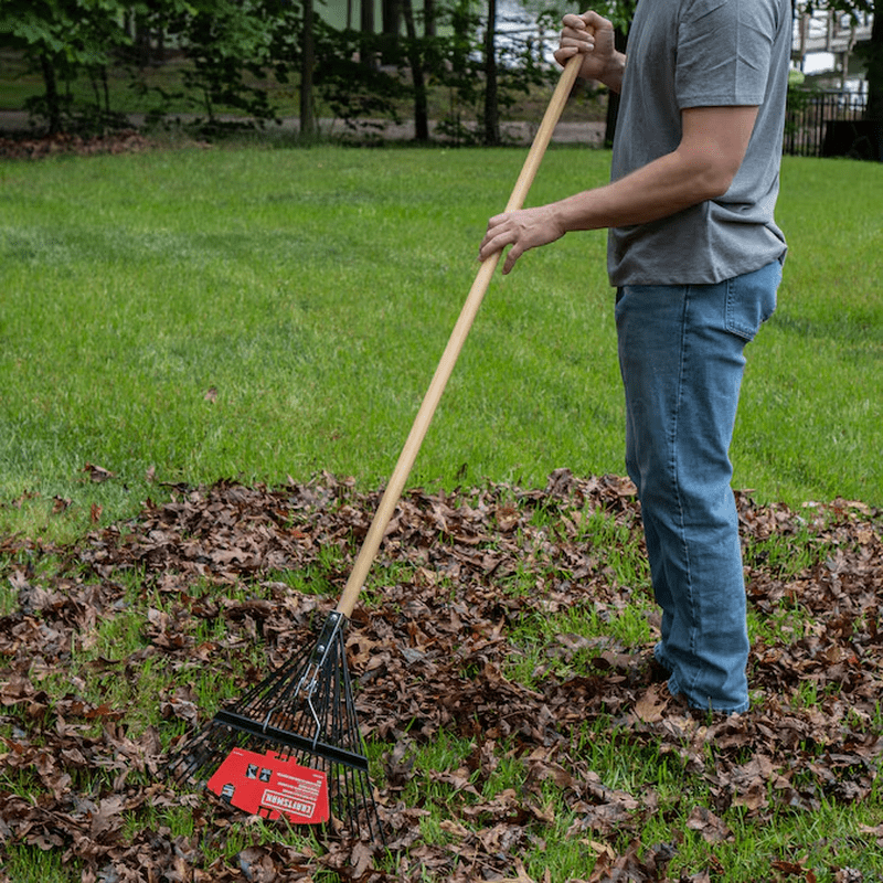 24-In Steel Leaf Rake with Wood Handle - Image 6