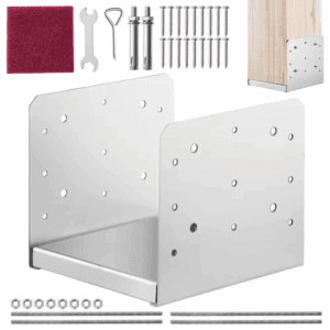 8 In. X 8 In. Post Base 1-Piece Stainless Steel Adjustable Post Anchor Bracket Internal 7.8 In.X 7.3 In. Adjustable Base