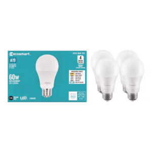60-Watt Equivalent A19 Dimmable LED Light Bulb with Selectable Color Temperature (4-Pack)