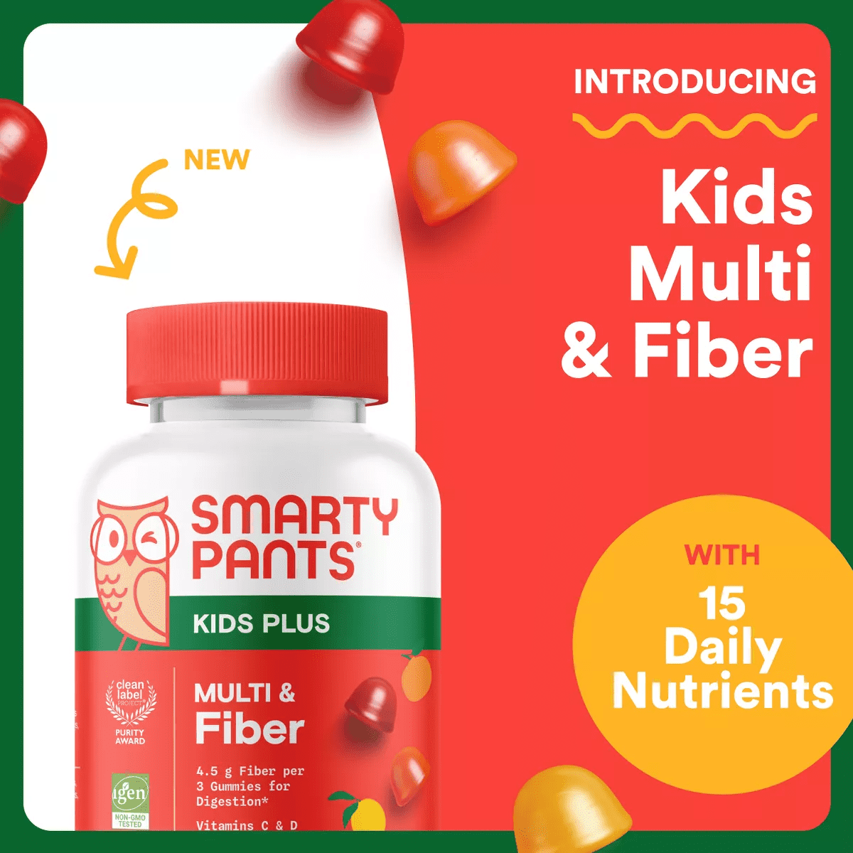 Smartypants Kids Multivitamin & Fiber Gummies for Digestive Health - 90Ct - Image 3