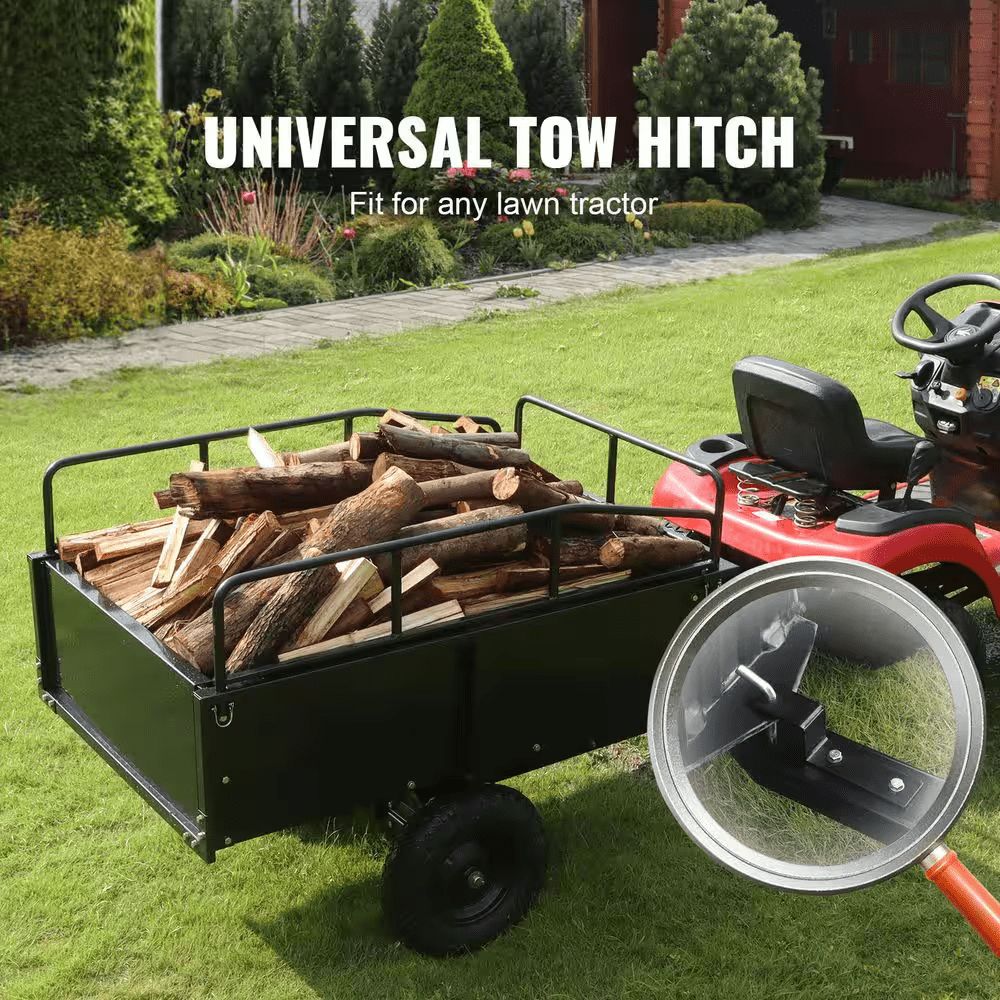 15 Cu. Ft. Heavy Duty Steel ATV Garden Cart, 750 Lbs. Capacity, Garden Utility Trailer with Removable Sides Black, Steel - Image 2