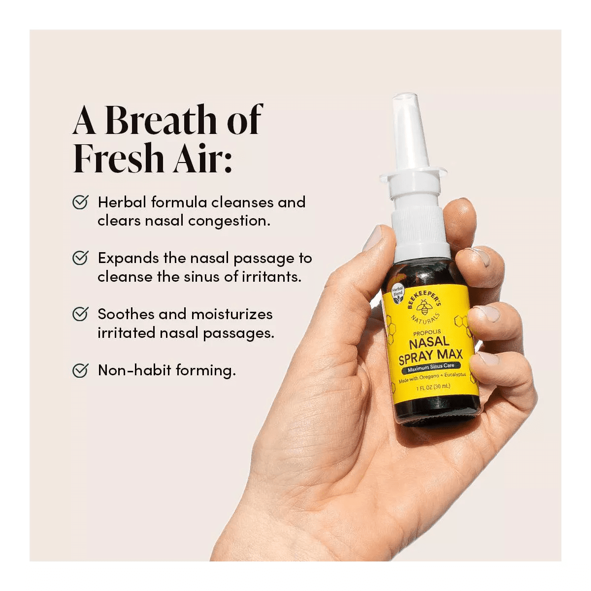 Beekeepers Naturals Propolis Xylitol Nasal Spray Max - 1 Fl Oz/30Ml - Image 4