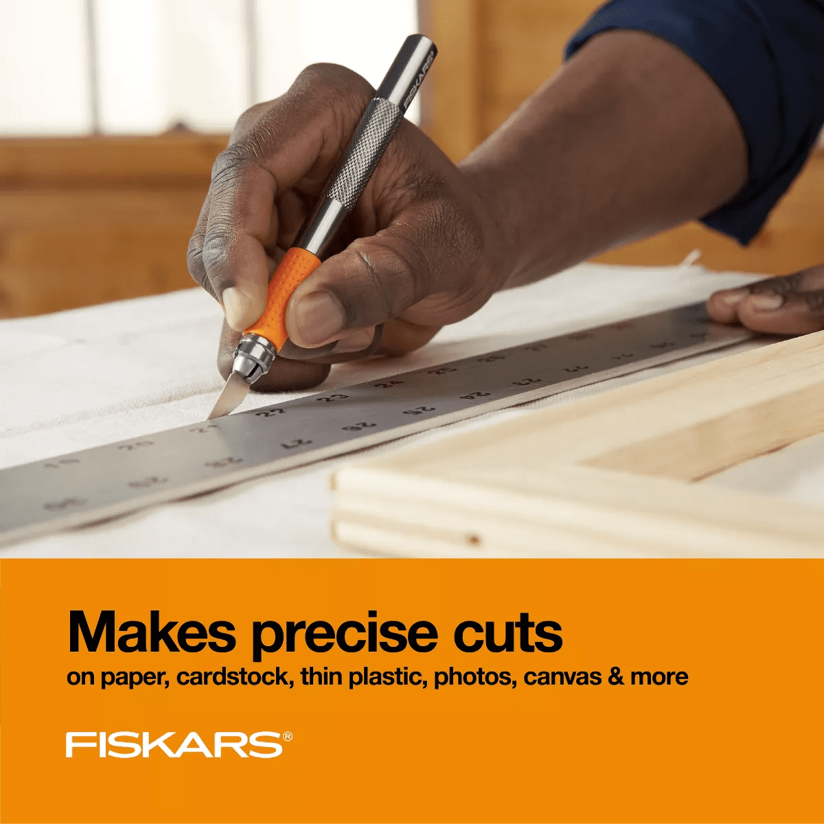 Fiskars Softgrip Detail Knife: Silver Craft Cutter, Manual Titanium Blade, Art & Stationery Tool, 8.25" Length - Image 3