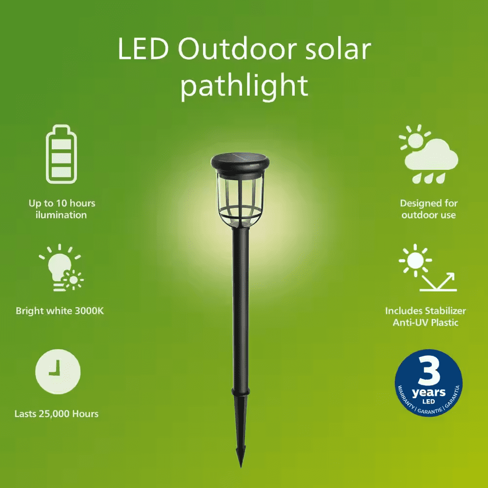 Capri Outdoor Solar Integrated LED Path Light Black High Brightness Weather Resistant Path Light (1-Pack) - Image 7