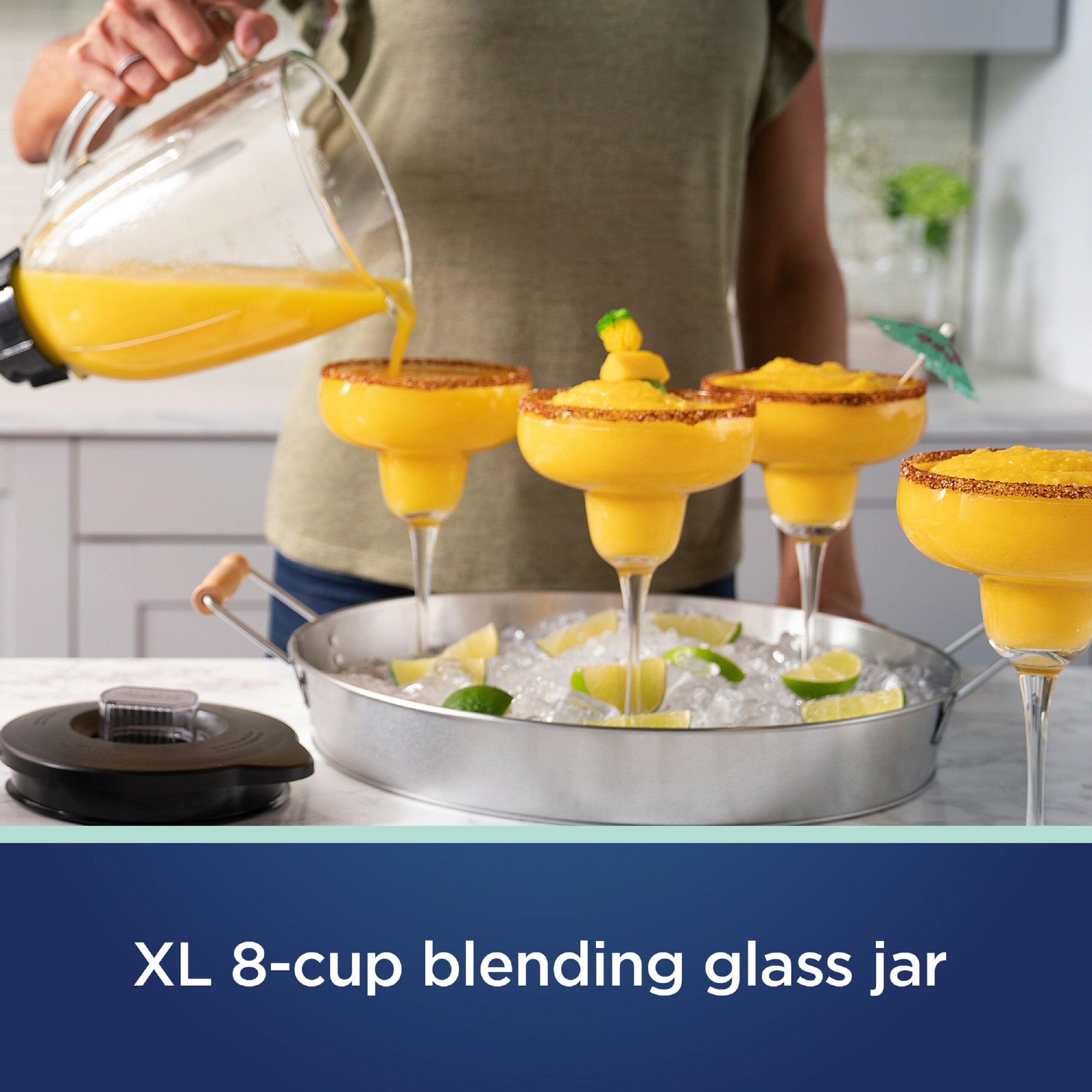 Party Blender XL, 8-Cup Glass Jar Blender with 20Oz Blend-N-Go Cup, 8 Speeds - Image 3