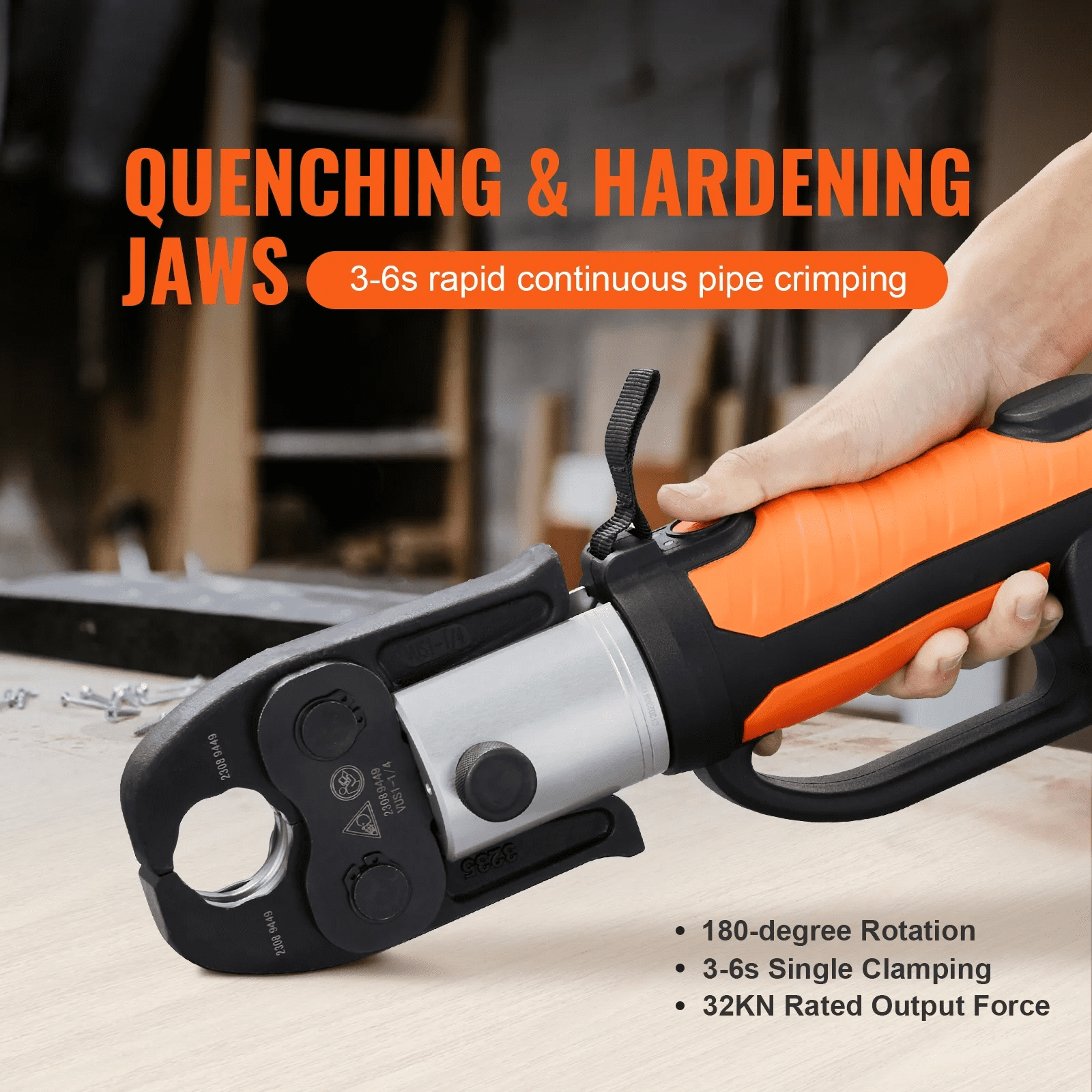 Pro Press Tool for Copper Pipe, 18V Electric Pipe Crimping Tool for 1/2" to 2" Stainless Steel, Compact Plumbing Pipe Press Tool with 6 Pro Press Jaw Brushless Motor & 2Pcs 4AH Battery - Image 2