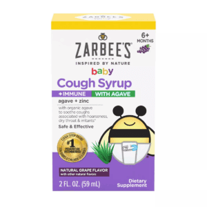 Zarbee'S Baby Cough Syrup + Immune with Organic Agave & Zinc - Natural Grape Flavor - 2 Fl Oz
