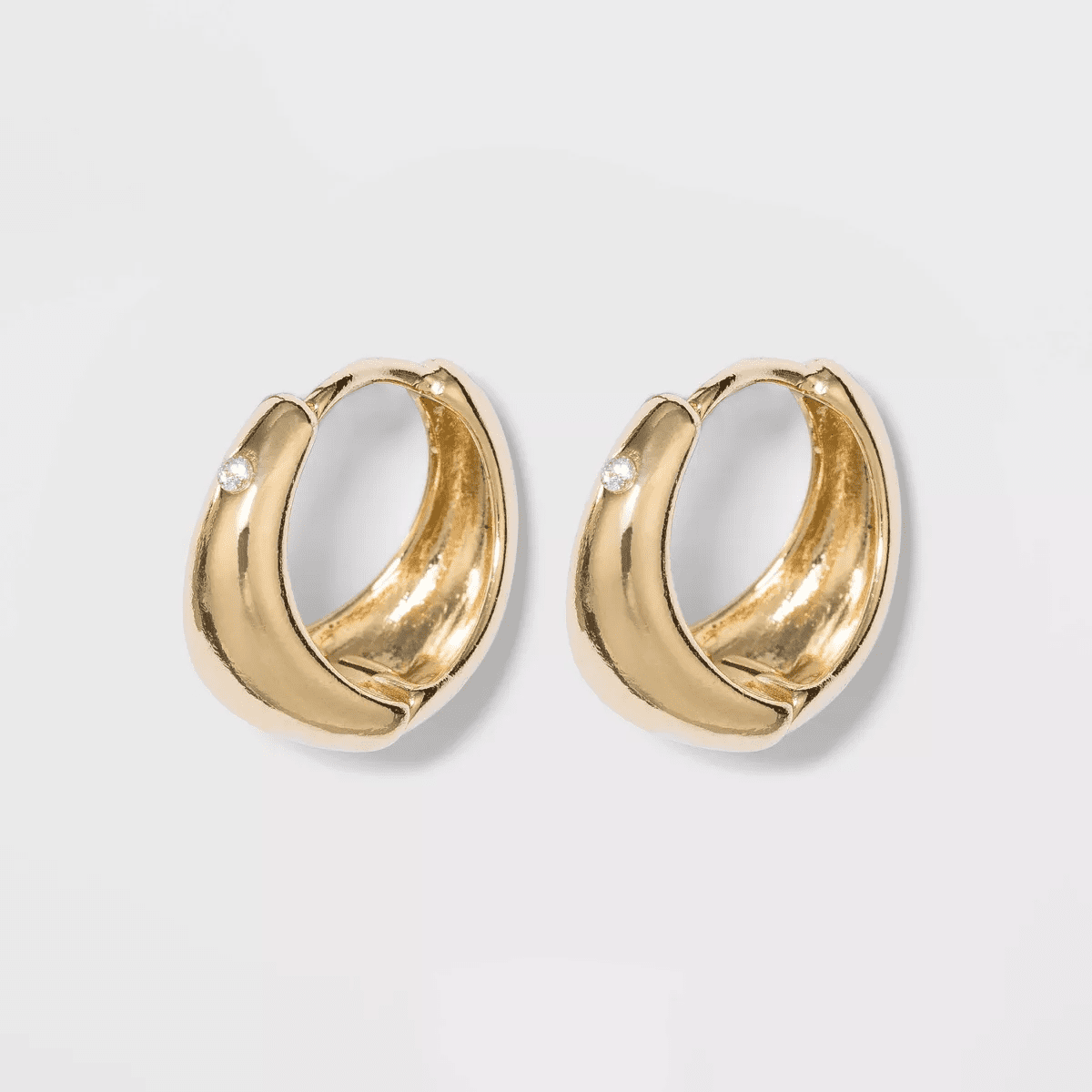Small Hoop Earrings - a New Day™ Gold: Brass Nickel-Free Metal, Post Closure, 0.6" Length, 0.2" Width, 0.011 Lbs