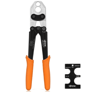 1/2'' & 3/4'' Combo PEX Crimping Tool for Copper Crimp Rings with Go/No-Go Gauge, Meets ASTM F1807 Standard, Durable Plumbing Tool