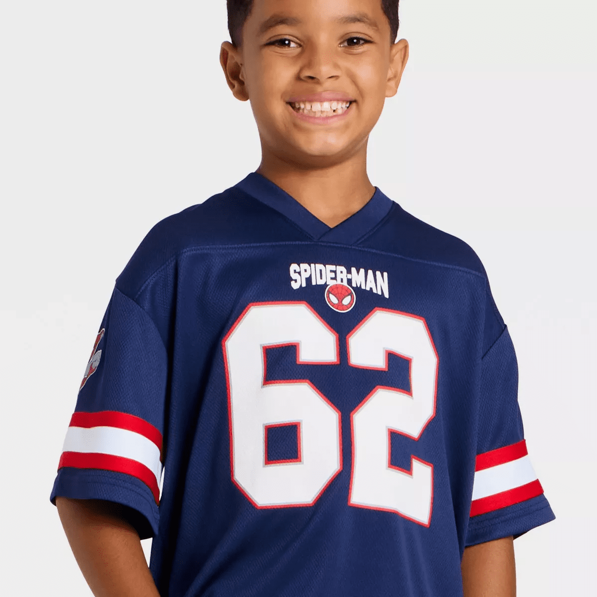Boys' Marvel Spider-Man Mesh Football Jersey - Red/White/Navy Blue - Image 2