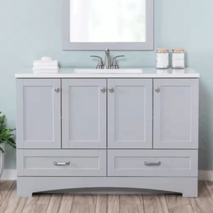 Lancaster 49 In. Single Sink Pearl Gray Bath Vanity with White Cultured Marble Top (Assembled)