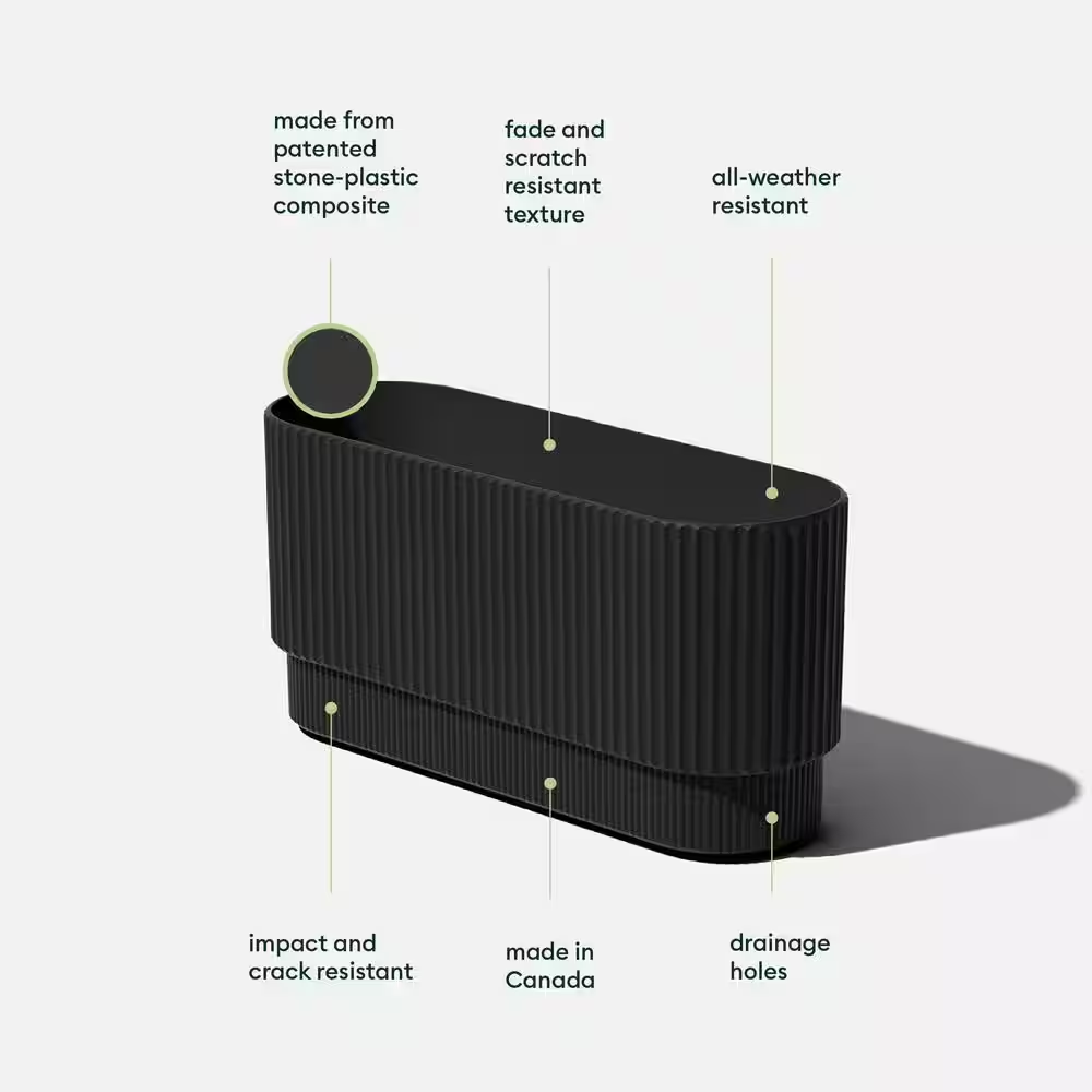 Demi Extra Large Black Plastic Rectangular Long Planter with Drainage Holes (10 In. L X 30 In. W X 14.25 In. H) - Image 3