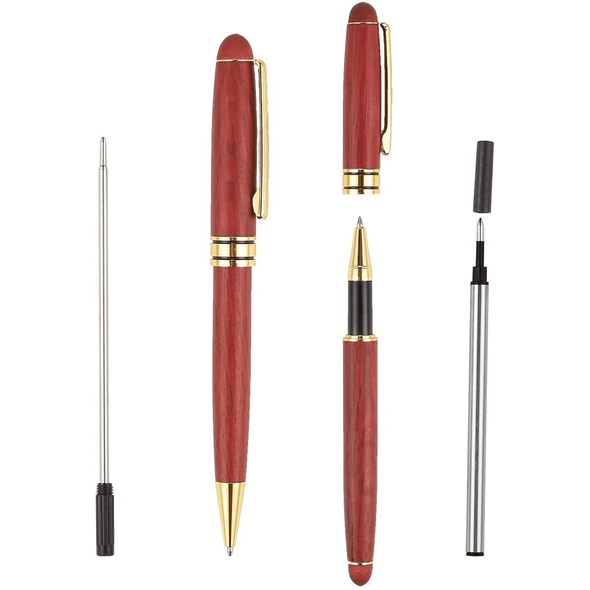 2 Pack Luxury Rosewood Pen Sets for Men Gift - Fancy Nice Ballpoint Pens with Black Ink Refills for Signature Executives Business Office - Image 10
