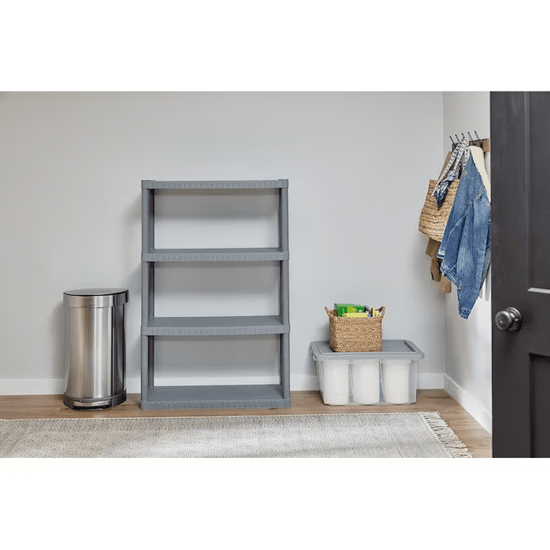 4 -Tier Gray Plastic Utility Shelving Unit with Solid Shelves ( 34.75-In W X 15.06-In D X 52.625-In H ) - Image 10