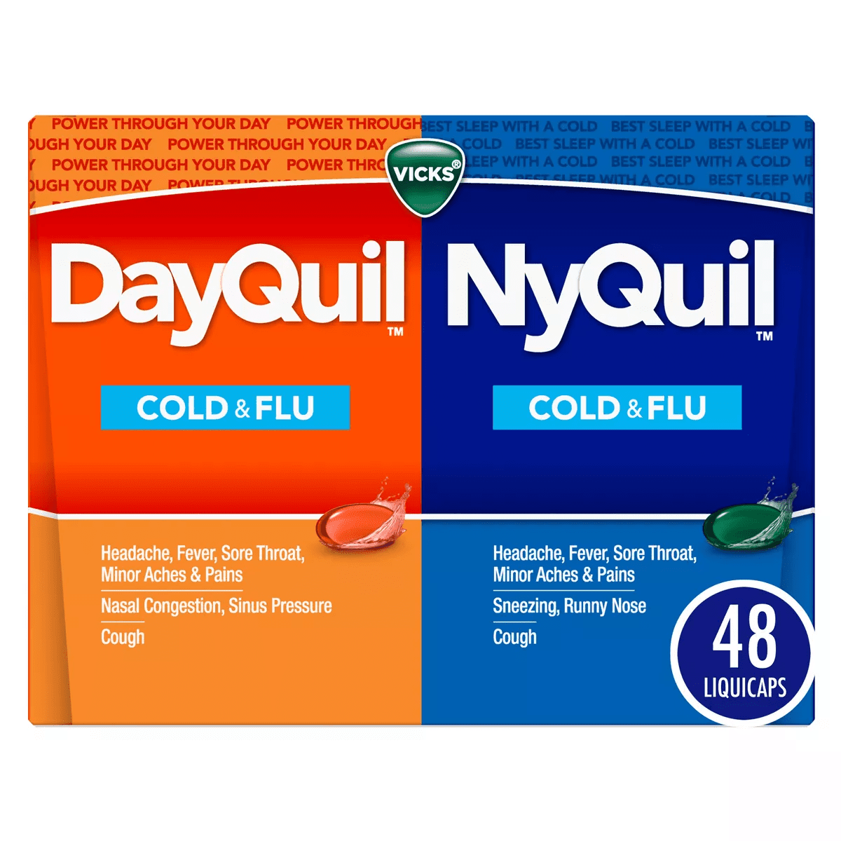 Vicks Dayquil & Nyquil Cold & Flu Medicine Liquicaps - 48Ct