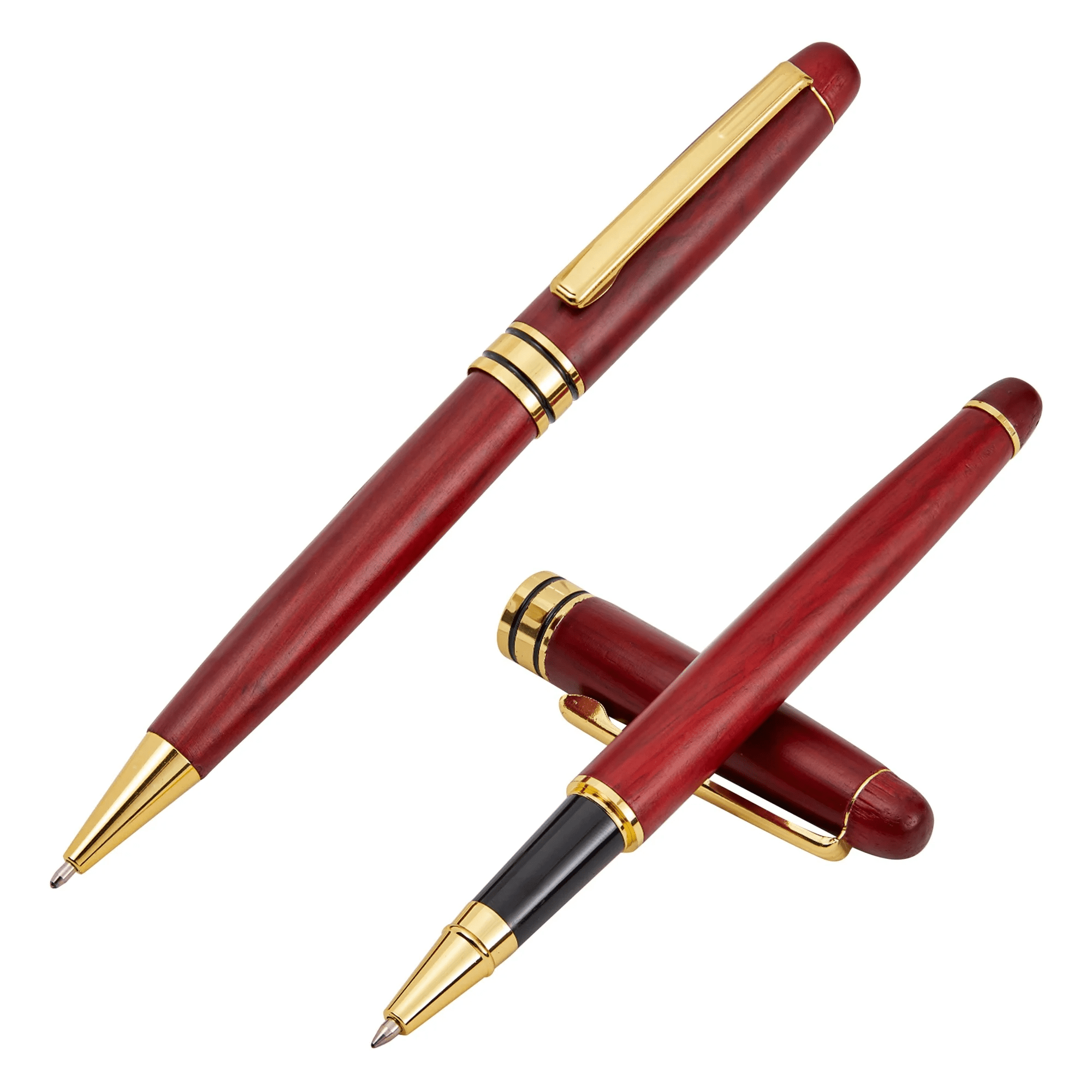 2 Pack Luxury Rosewood Pen Sets for Men Gift - Fancy Nice Ballpoint Pens with Black Ink Refills for Signature Executives Business Office - Image 4