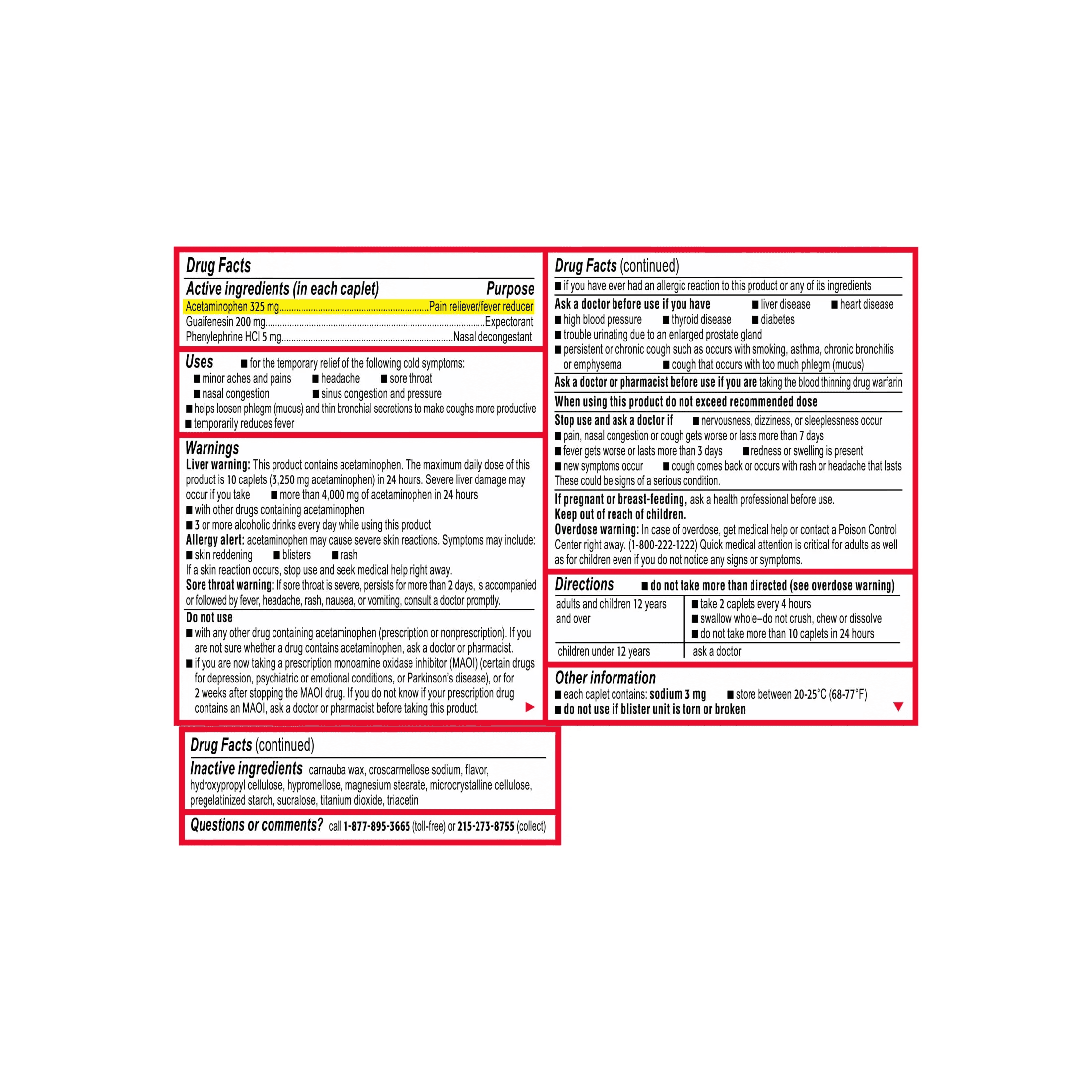 Cold + Head Congestion Severe Medicine Caplets, 24 Count. - Image 3