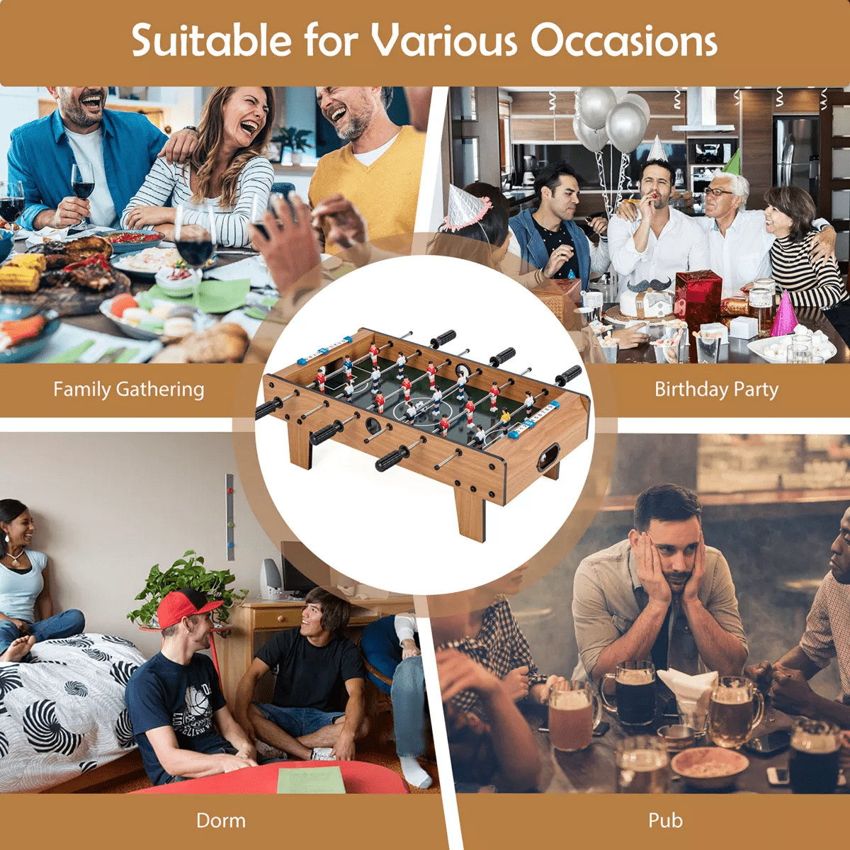 Costway Mini Foosball Table, 27In Soccer Game Table W/ 2 Footballs and Soccer Keepers, Portable Football Game Set for Kids & Adults - Image 6