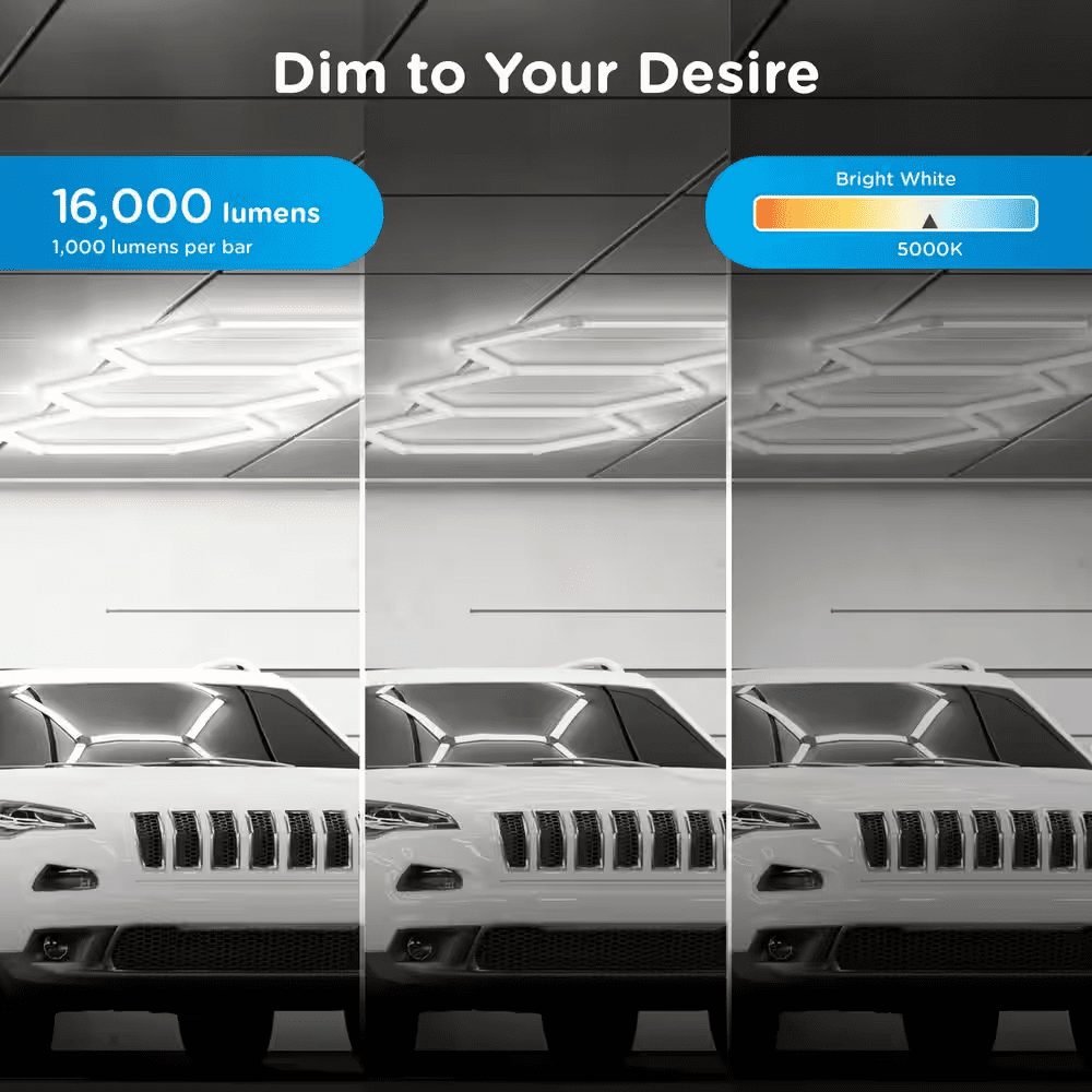 Ultrabrite Hex Lights 16Pack 6.5 Inch/1.45Ft Integrated LED Strip Light Fixture White Dimmable 16000Lm 5000K Wall Remote - Image 5