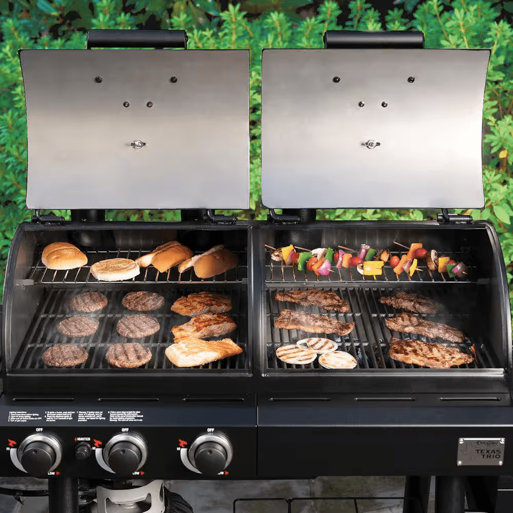 Texas Trio 4-Burner Dual Fuel Grill with Smoker in Black - Image 6