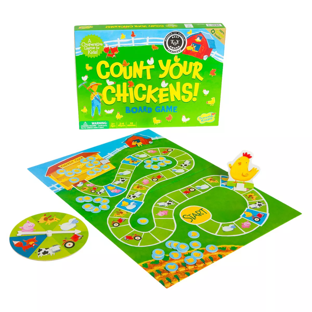 Count Your Chickens! Board Game: Peaceable Kingdom Toddler Educational Play, Social & Fine Motor Skills, 2-4 Players - Image 2