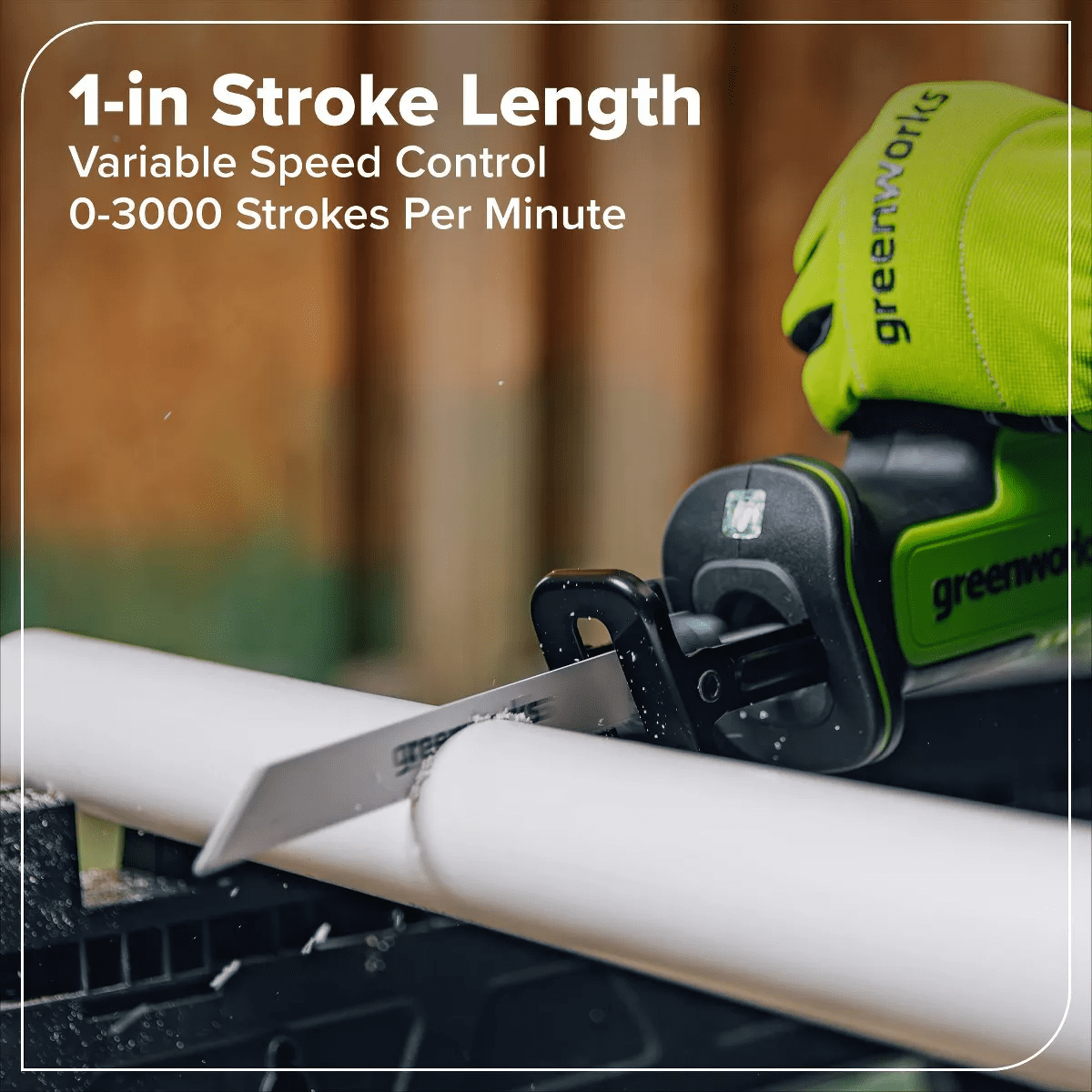 Greenworks POWERALL 24V Cordless Brushless 1In Recip Saw with 2Ah Battery and Charger - Image 4