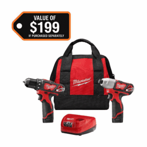 M12 12V Lithium-Ion Cordless Drill Driver/Impact Driver Combo Kit with Two 1.5Ah Batteries, Charger and Bag (2-Tool)