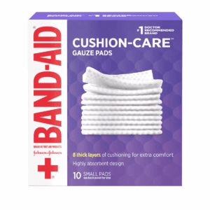 Johnson & Johnson Brand Cushion Care Gauze Pads, Small, 2 in X 2 in - 10 Ct