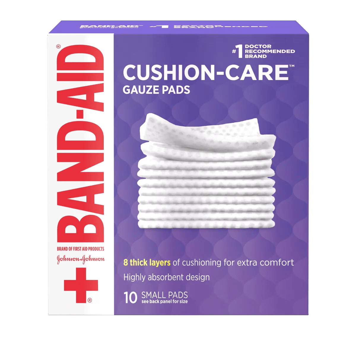 Johnson & Johnson Brand Cushion Care Gauze Pads, Small, 2 in X 2 in - 10 Ct
