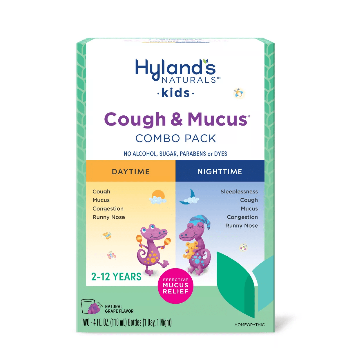 Hyland'S Naturals Kids' Cough & Mucus Combo Pack Syrup - Grape - 8 Fl Oz