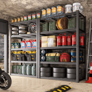 5 -Tier Heavy Duty Black Metal Utility Shelving Unit with Ventilated Shelves ( 48.83-In W X 23.98-In D X 72.05-In H )