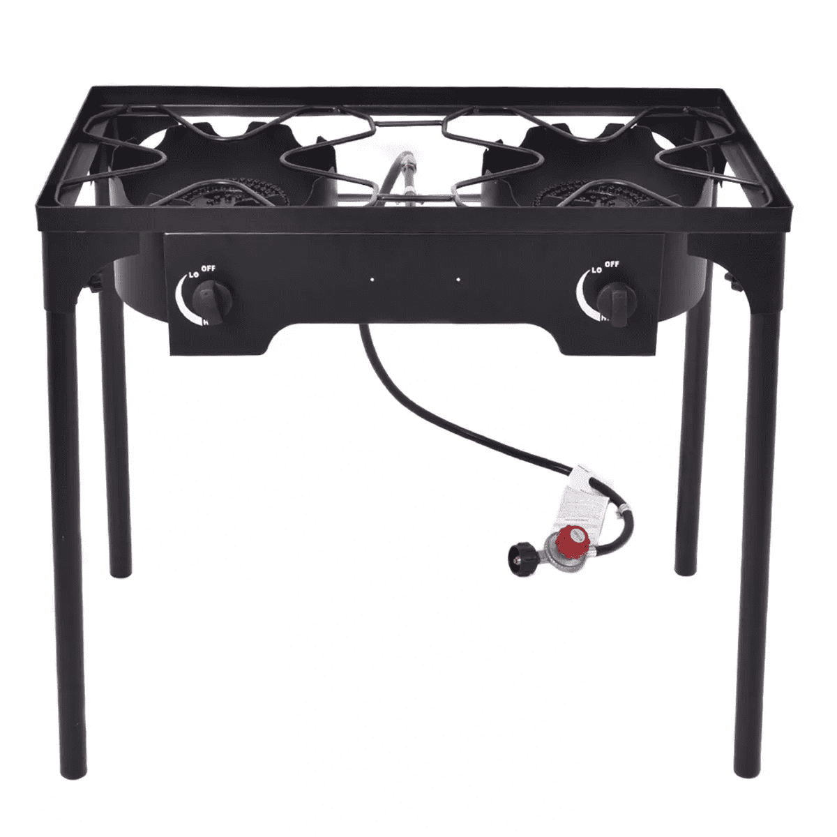 Costway Double Burner Gas Propane Cooker Outdoor Picnic Stove Stand BBQ Grill - Image 4