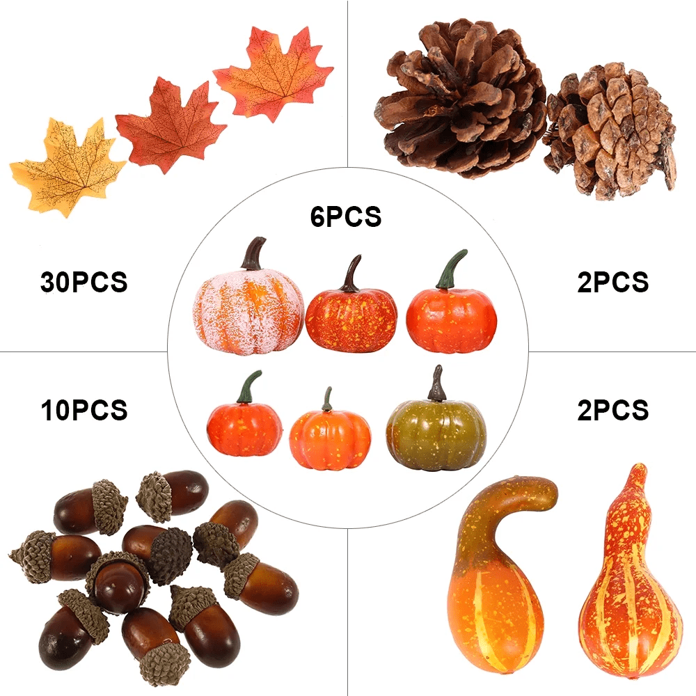 NO Autumn Thanksgiving and Halloween Artificial Pumpkins Gourds Cones, Set of 50 - Image 6