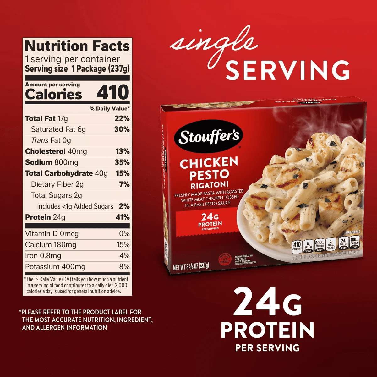 Stouffer'S Rigatoni Pasta with Chicken & Pesto Frozen Meal - 8.875Oz - Image 6