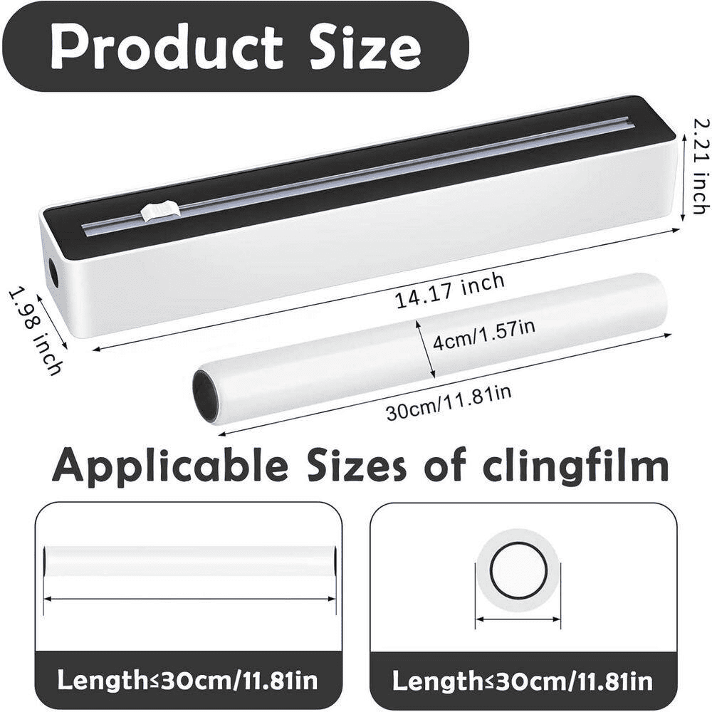 Multi-Purpose Wrap Dispenser with Cutter Fits 11.8 Wide 100 Ft. Long Duty Aluminum Foil Plastic Wrap Organizer Black - Image 3