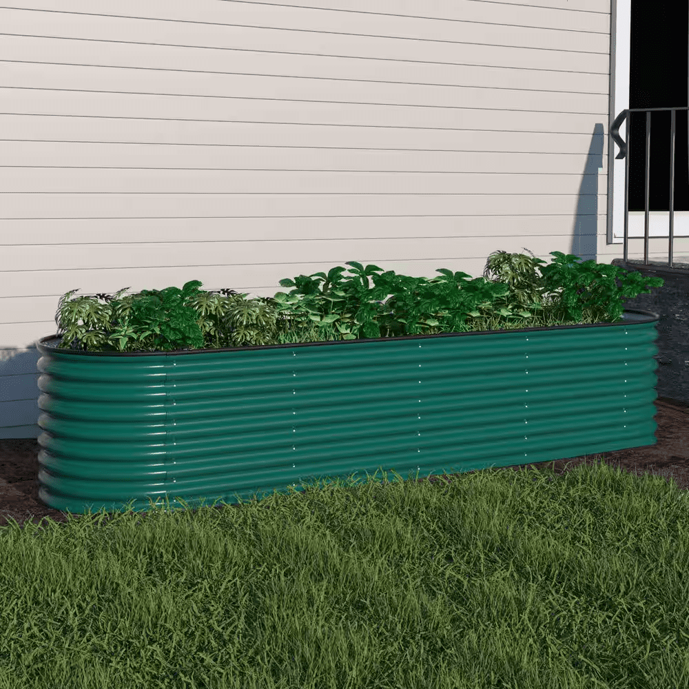 8 Ft. X 2 Ft. X 2 Ft. Galvanized Steel Raised Garden Bed 9-In-1 Planter Box Outdoor, Green - Image 11