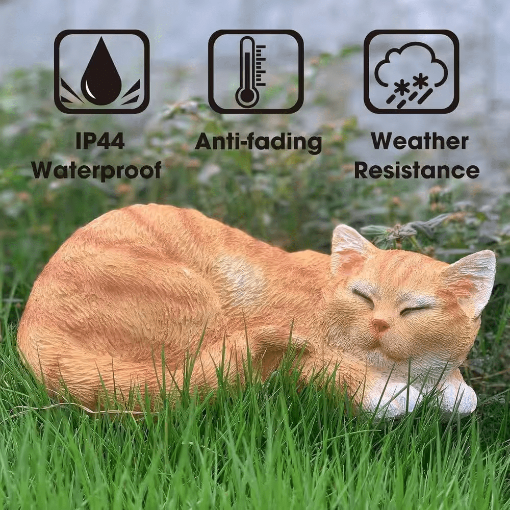 Garden Decor Cat Statue Outdoor Statue, Sleeping Cat Statue Decor for Patio - Image 3