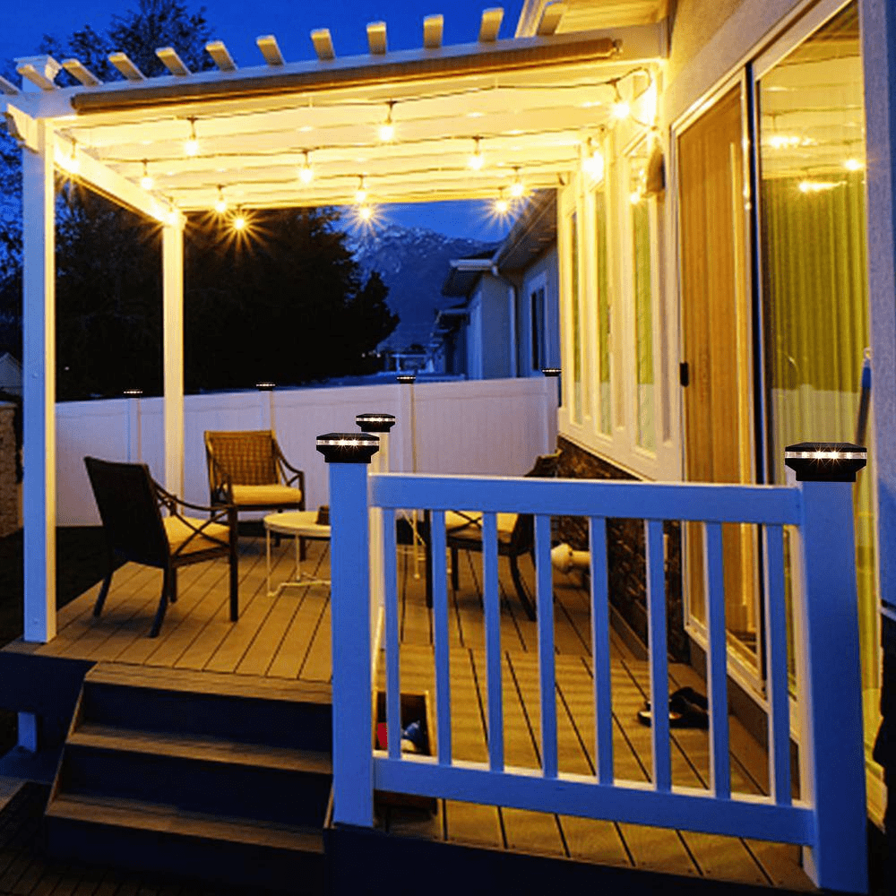 Outdoor Decorative Solar Post Lights, Warm White SMD LED Lighting for Patio 4X4,5X5 or 6X6 Wooden Post, Black (8-Pack) - Image 6