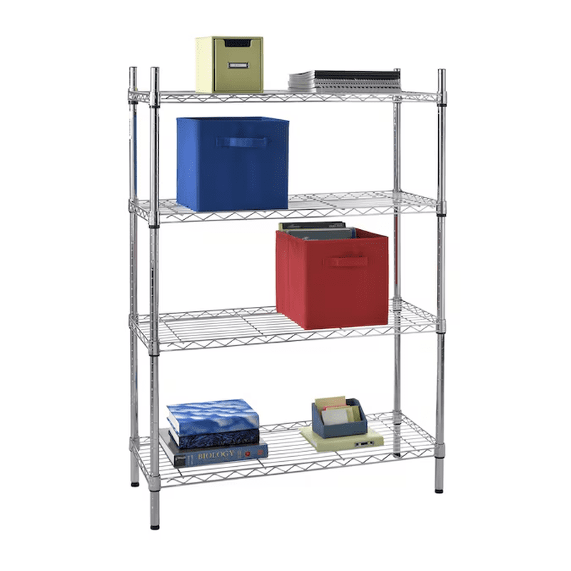 4 -Tier Chrome Metal Utility Shelving Unit with Wire Shelves ( 35.7-In W X 14-In D X 53-In H ) - Image 8