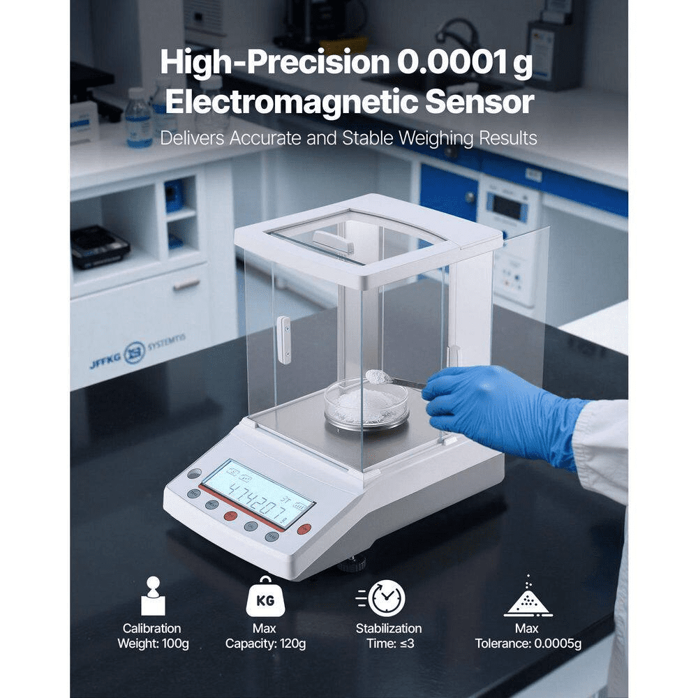 Analytical Balance 120G X 0.001G High Precision Lab Scale, Digital Food Scale W/ Glass Draft Shield for Jewelry Pharmacy - Image 5