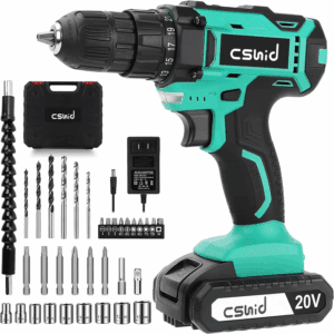 20V Cordless Drill, Electric Power Drill Set with 1 Battery & Charger, 3/8" Keyless Chuck, 2 Variable Speed & LED Light, 266 In-Lb Torque, 25+1 Position and 34Pcs Drill/Driver Bits(Green)