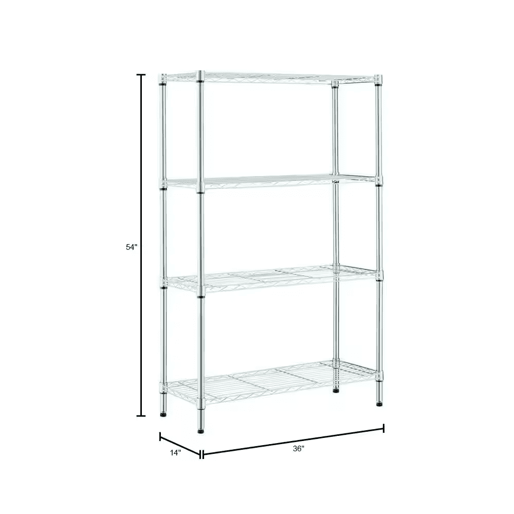 4-Tier Steel Wire Shelving Unit in Chrome (36 In. W X 54 In. H X 14 In. D) - Image 3